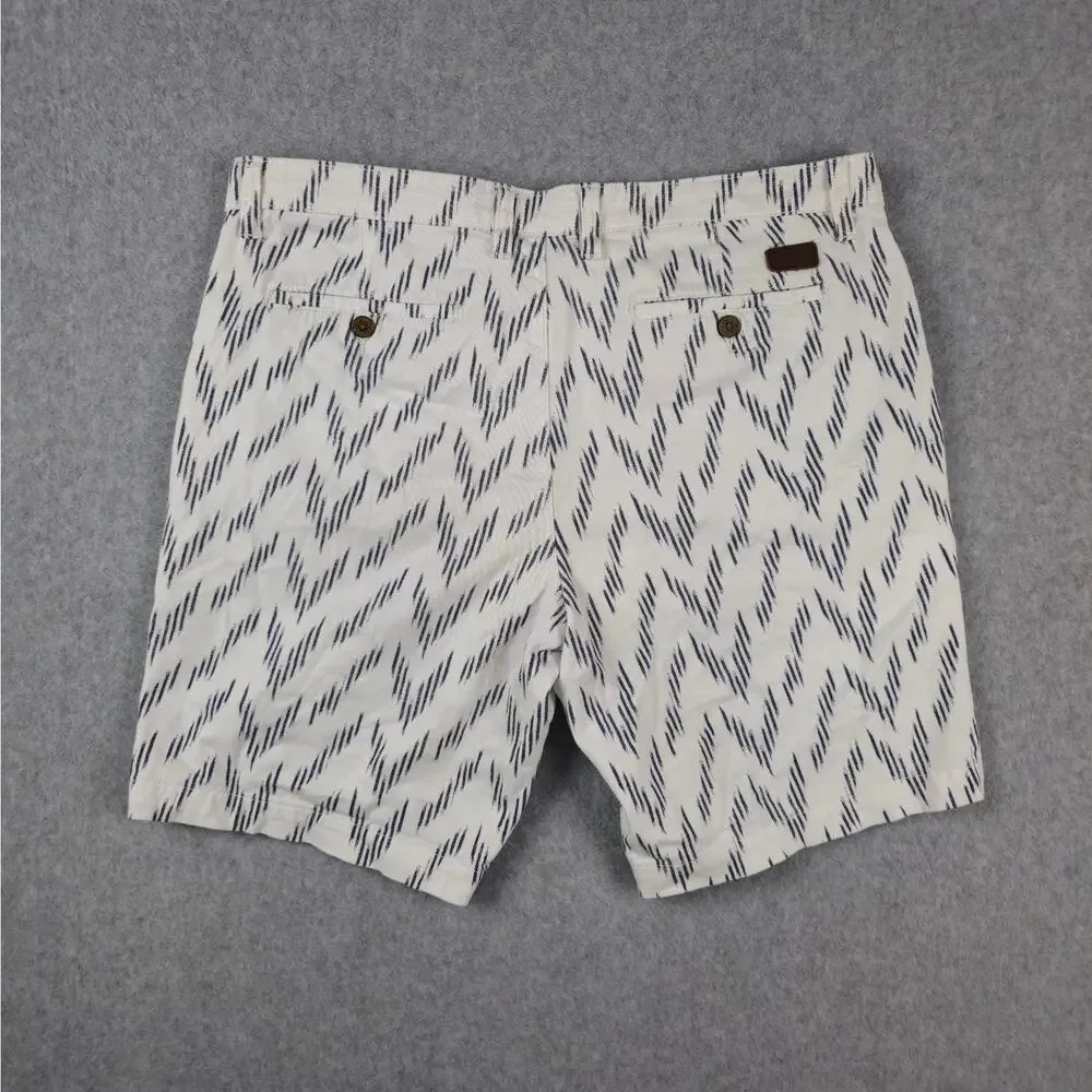Jachs Shorts Mens Size 34 Bleecker Fit Flat Front Chino Navy Zig Zag Pattern